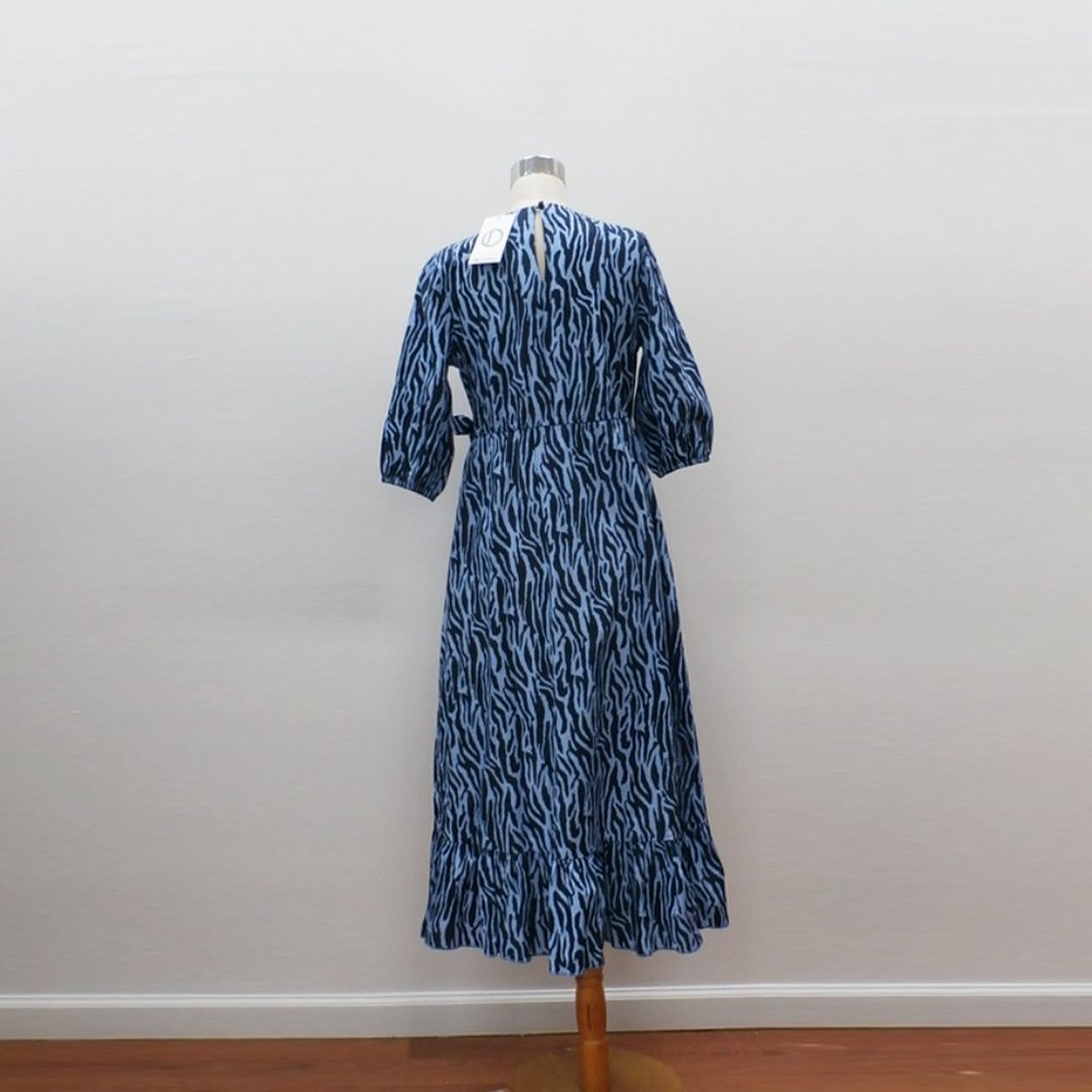 Zebra Print Ruffle Hem Wrap Dress (Sample) - Picture 4 of 5